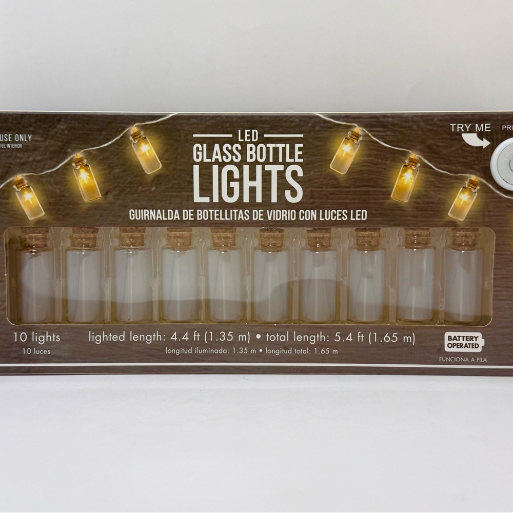 Glass Bottle LED String Lights by Amscan 10 Lights 5.4 ft
